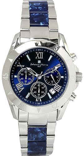 [サルバトーレマーラ] Salvatore Marra 腕時計 メンズ クロノグラフ アセテート コンビベルト 20周年限定モデル ブランド ランキング ウォッチ ギフト SM23105-SSBLSV ブルー シルバー